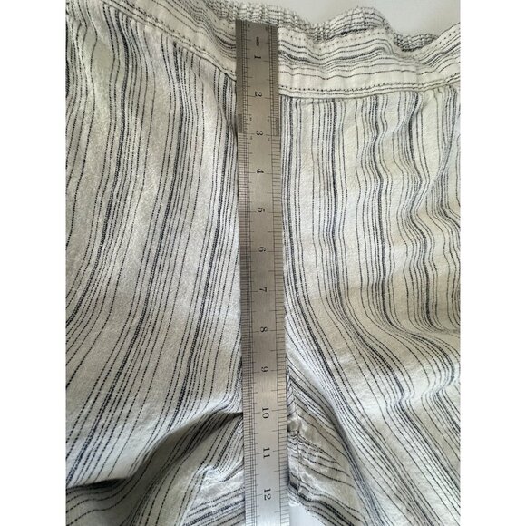 Max Studio Women's Cropped Wide‎ Leg Striped Pants L Cream Linen Nautical Granny - Picture 9 of 11